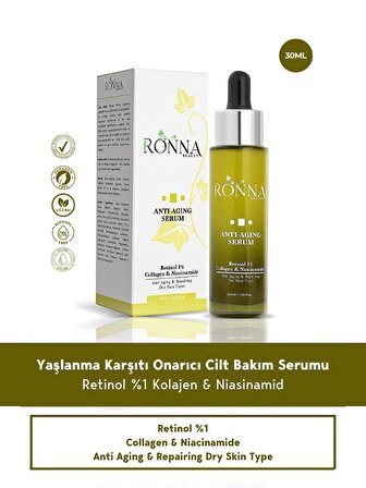 Ronna Beauty Yaşlanma Karşıtı Ve Aydınlatıcı Anti-Aging Serum 30 ml Retinol 1% Collagen Niacinamide
